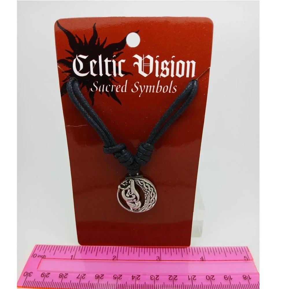 Celtic Vision Sacred Symbols Pewter Moon Pendant Vintage 90s ‎ 24